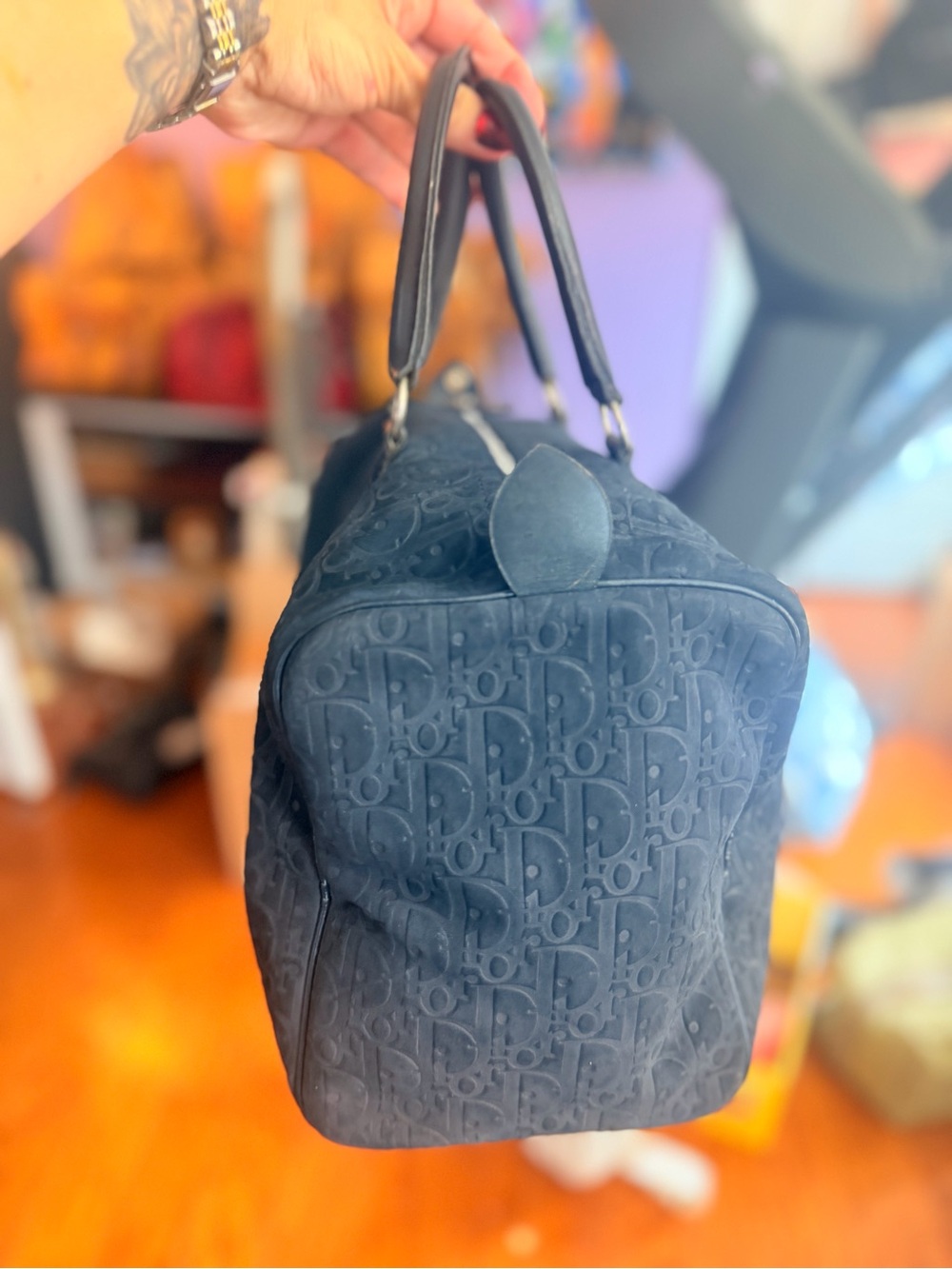 Christian Dior Navy Suede and leather Bellisma Boston Bag - Picture 4 of 8